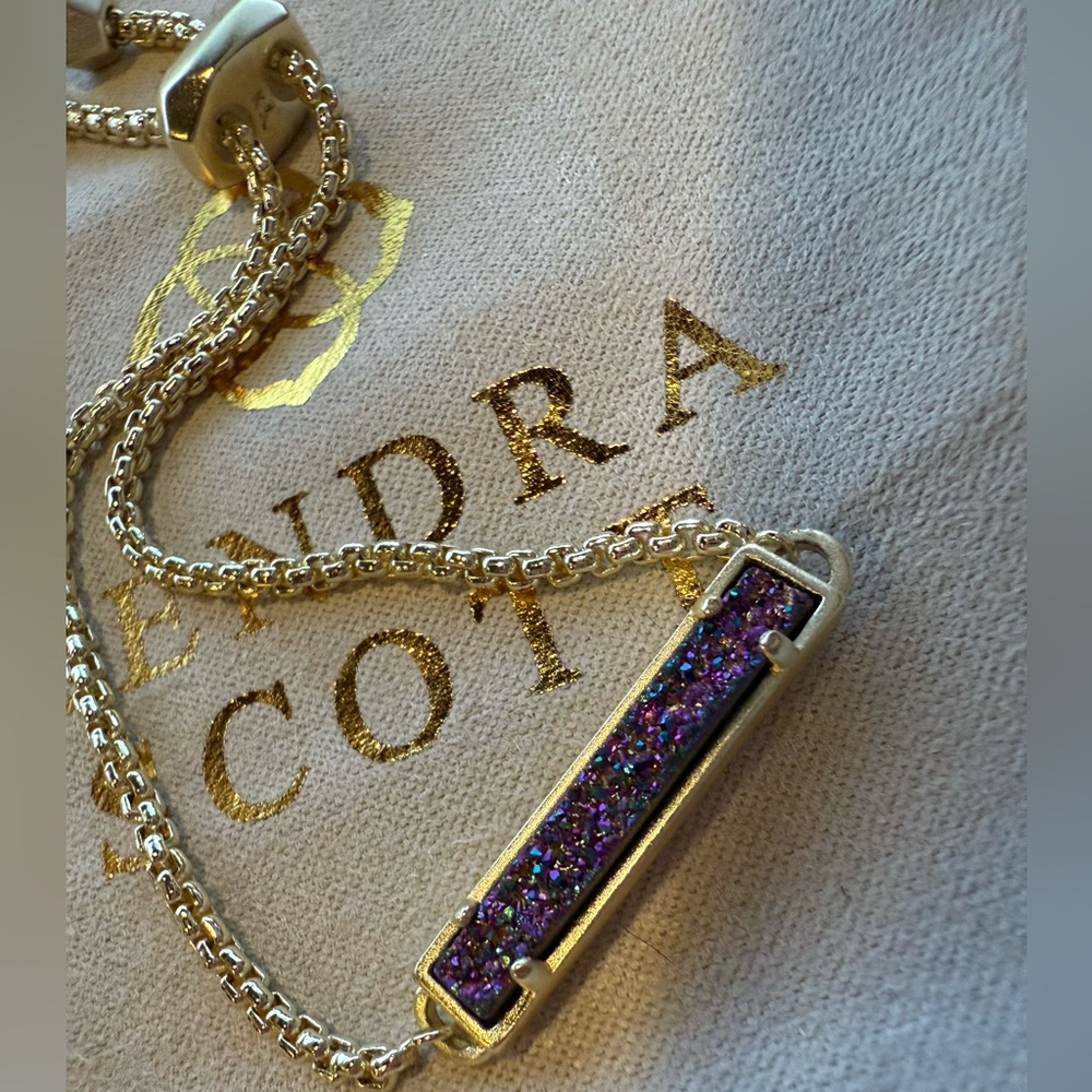 KENDRA SCOTT Stan Bar Bracelet in Gold/Multi Drusy w/ Jewelry Pouch - Picture 3 of 5